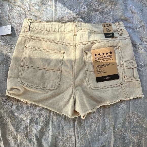 Five Star General Women’s Cutoff Denim Cream Carpenter Short - Picture 6 of 10